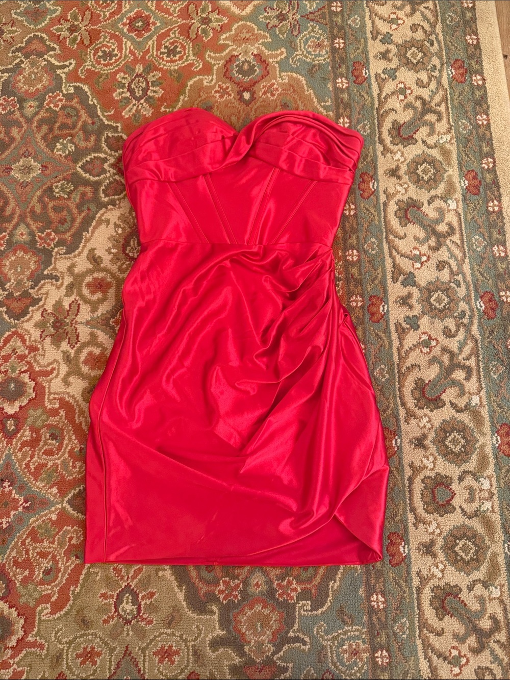 Strapless Red Satin Cocktail Dress size 3